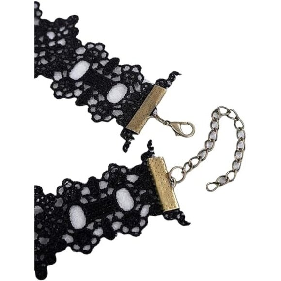 Dark Glamorous Gothic Lace Choker with Pendant - For Halloween and Formal Events - Picture 6 of 9